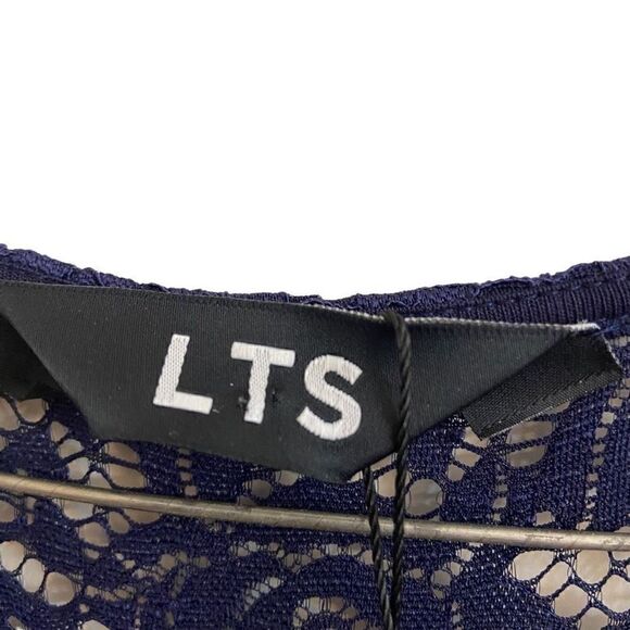 NEW Long Tall Sally LTS Navy Midi Dress Lace Short Sleeves Size 12 - Picture 3 of 5